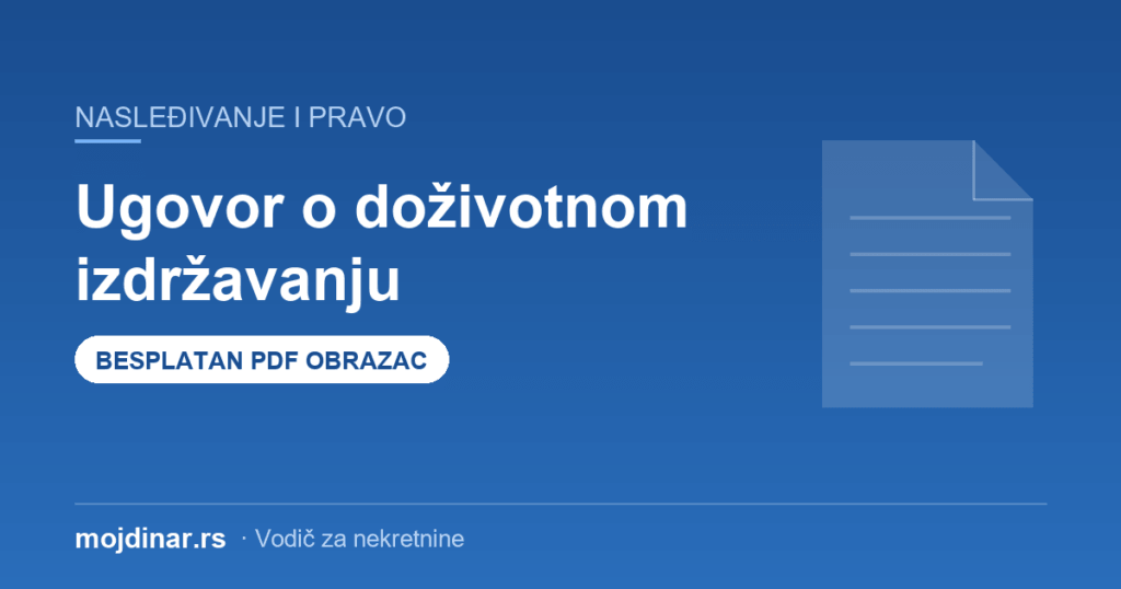 Ugovor o doživotnom izdržavanju - obrazac