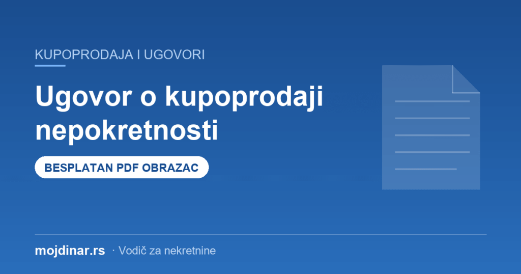 Ugovor o kupoprodaji nepokretnosti - obrazac
